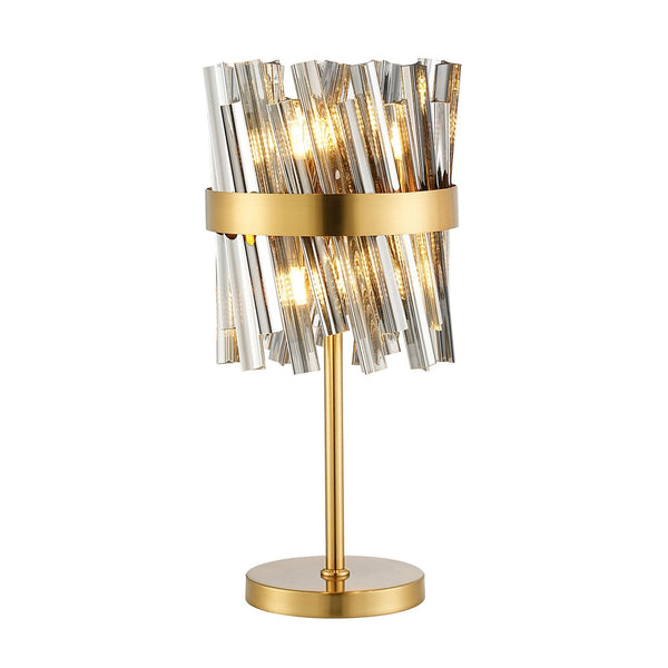 Kelly Table Lamp in Brass & Smoke Glass