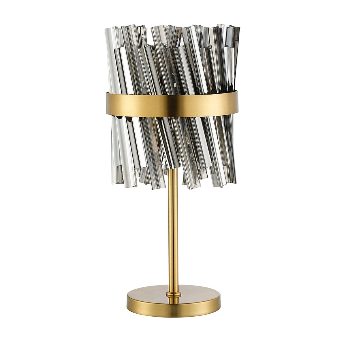 Kelly Table Lamp in Brass & Smoke Glass