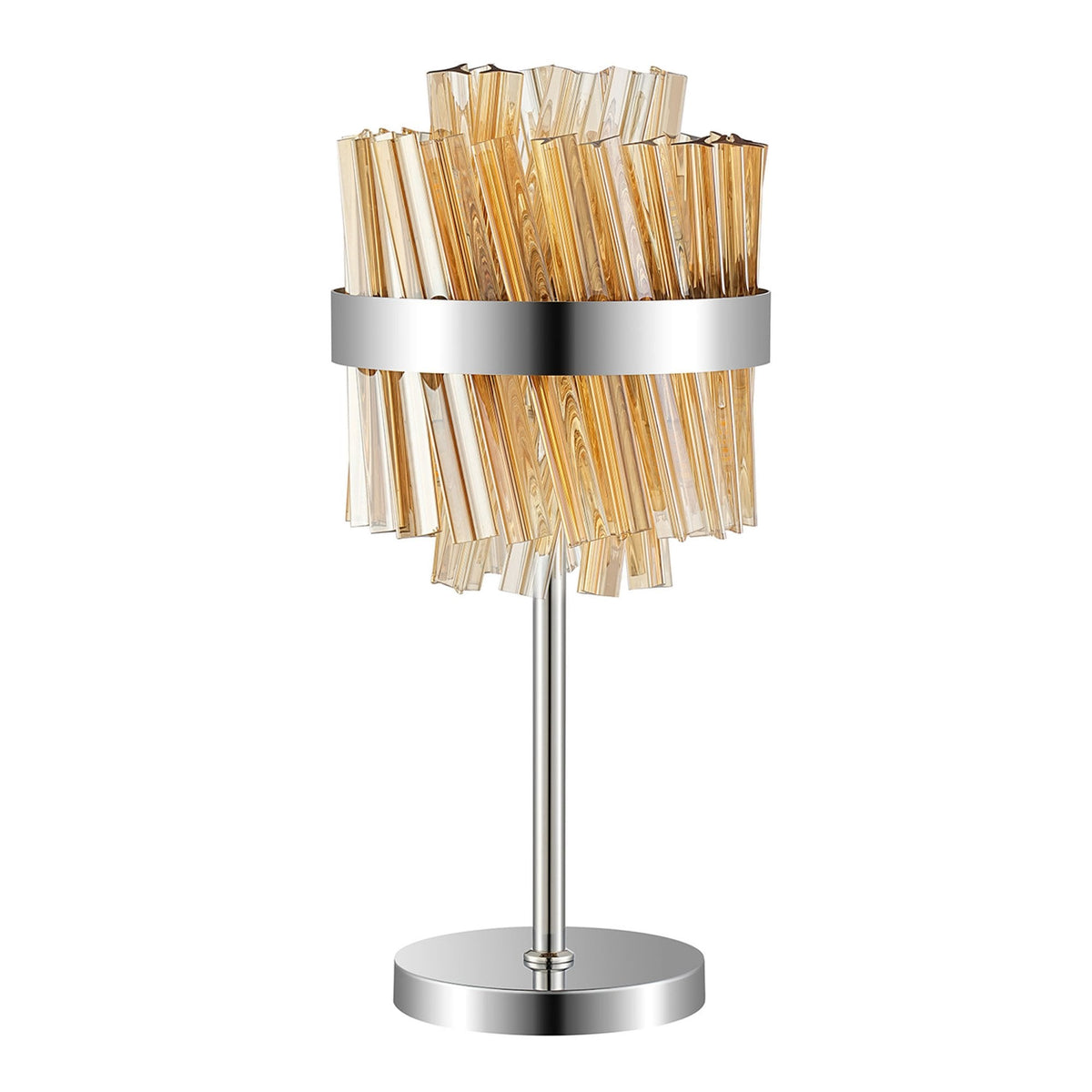 Kelly Table Lamp in Polished Nickel & Amber Glass