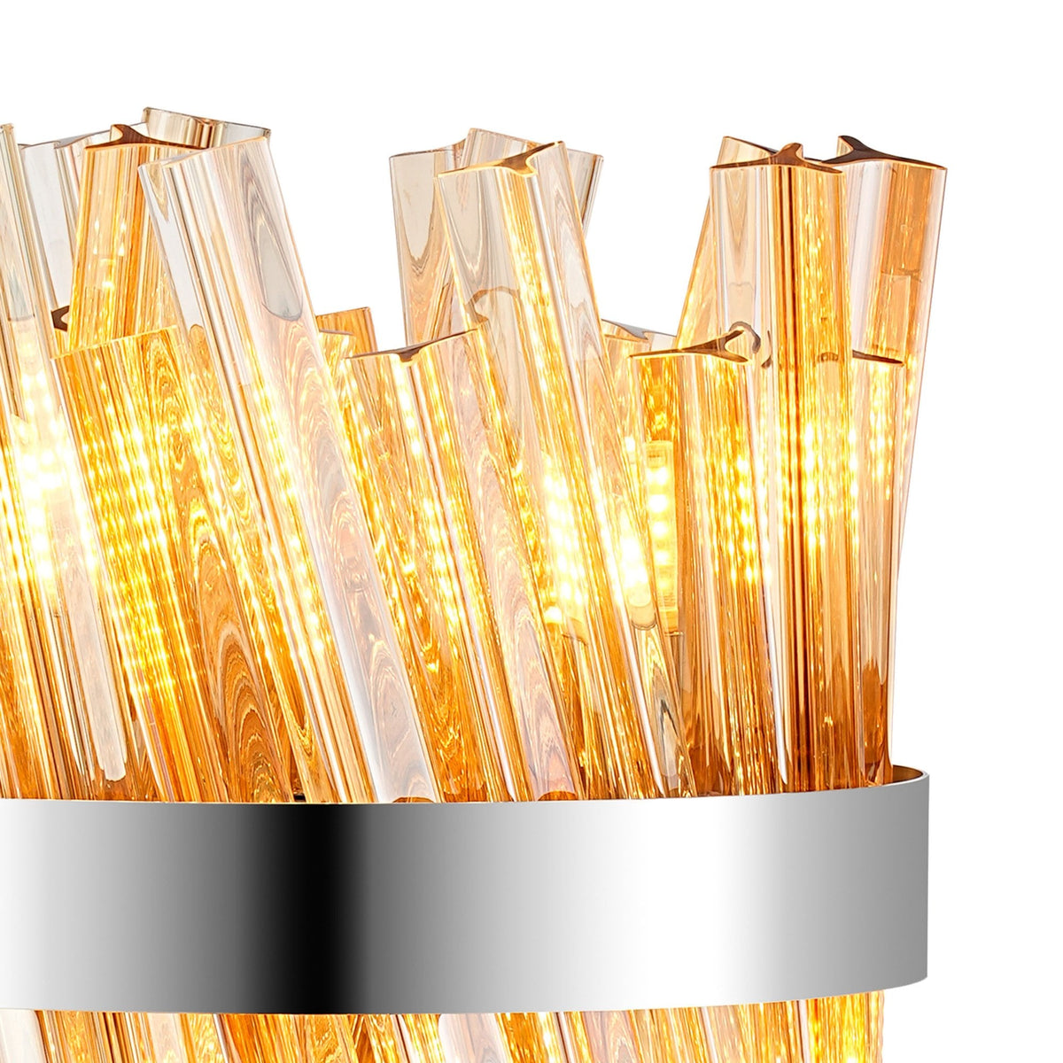 Kelly Table Lamp in Polished Nickel & Amber Glass