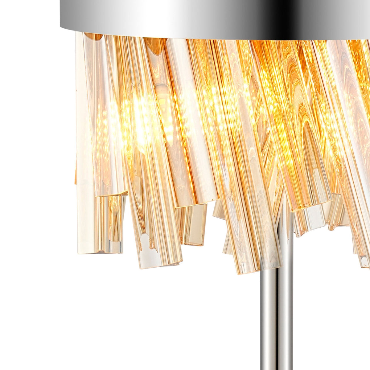 Kelly Table Lamp in Polished Nickel & Amber Glass