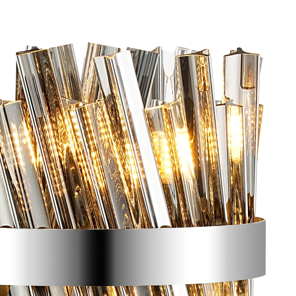 Kelly Table Lamp in Polished Nickel & Smoke Glass