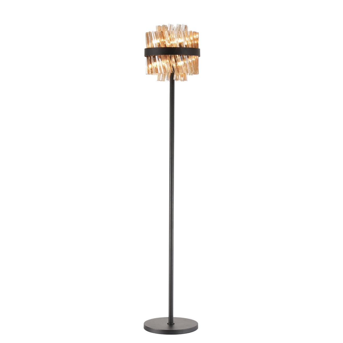 Kelly Floor Lamp in Satin Black & Amber Glass