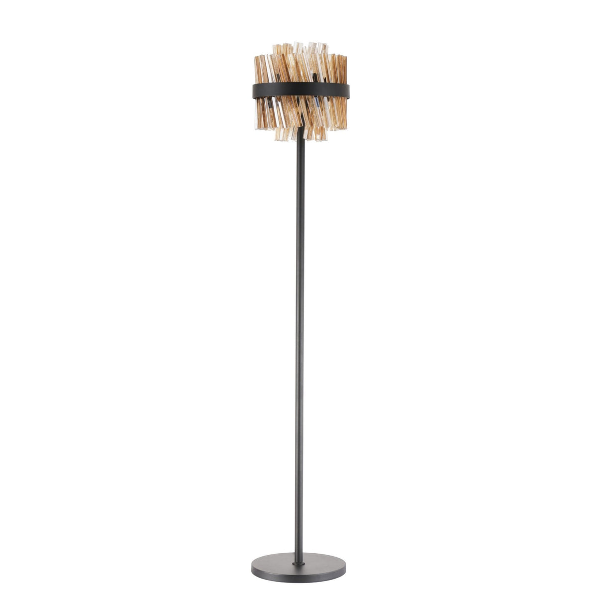 Kelly Floor Lamp in Satin Black & Amber Glass