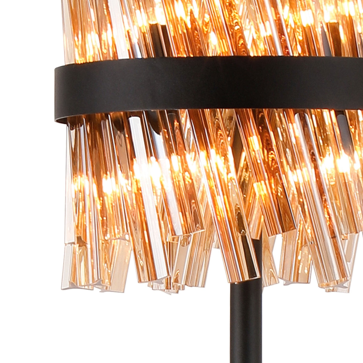 Kelly Floor Lamp in Satin Black & Amber Glass