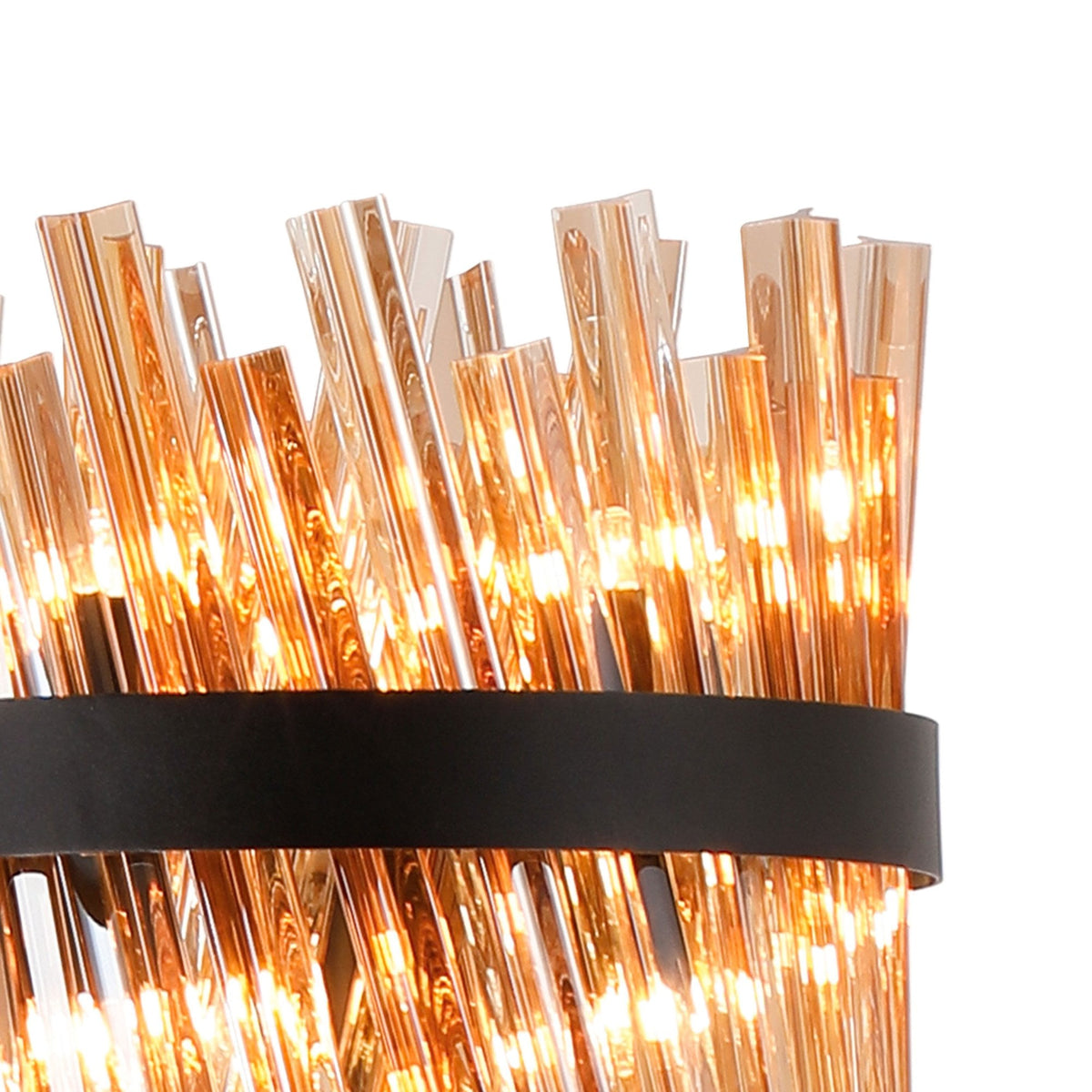 Kelly Floor Lamp in Satin Black & Amber Glass