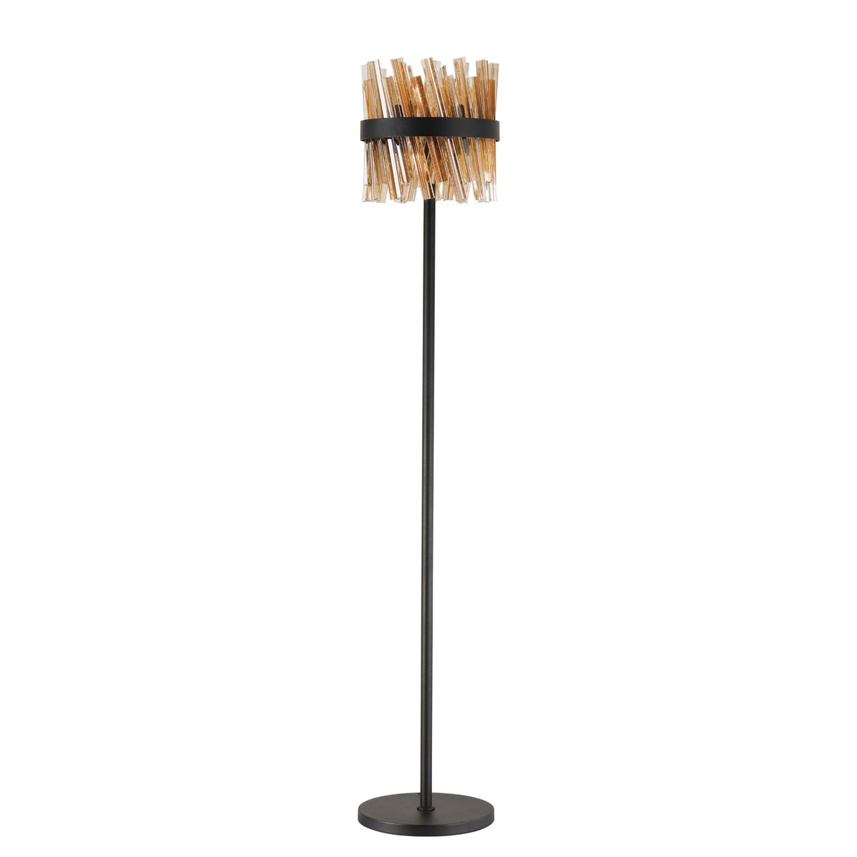 Kelly Floor Lamp in Satin Black & Amber Glass