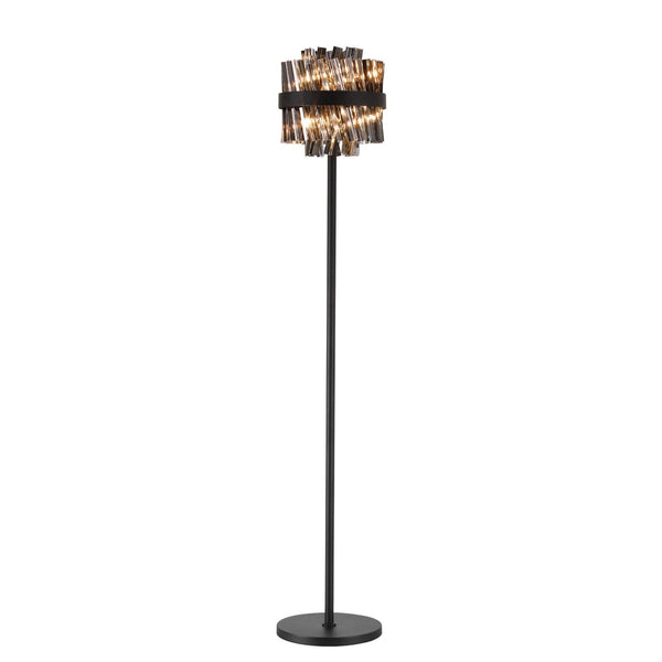 Kelly Floor Lamp in Satin Black & Smoke Glass