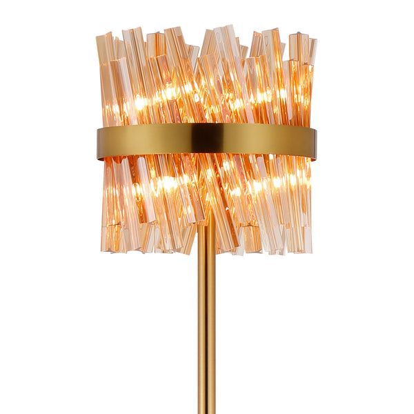 Kelly Floor Lamp in Brass & Amber Glass