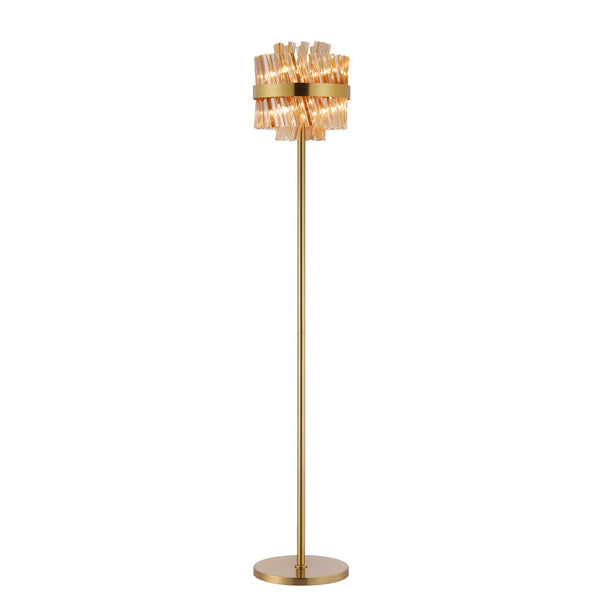 Kelly Floor Lamp in Brass & Amber Glass
