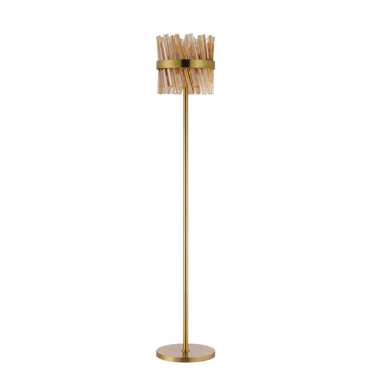 Kelly Floor Lamp in Brass & Amber Glass