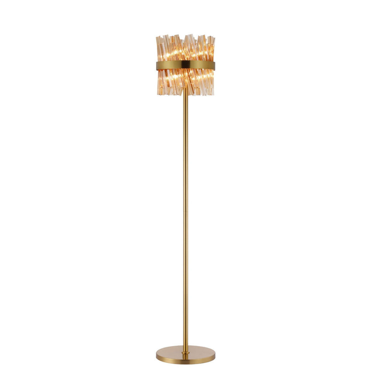Kelly Floor Lamp in Brass & Amber Glass