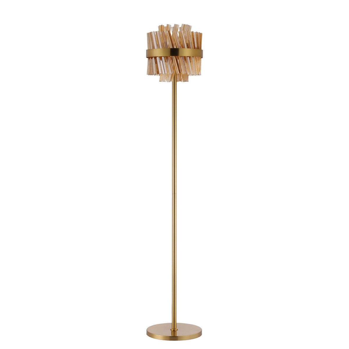 Kelly Floor Lamp in Brass & Amber Glass