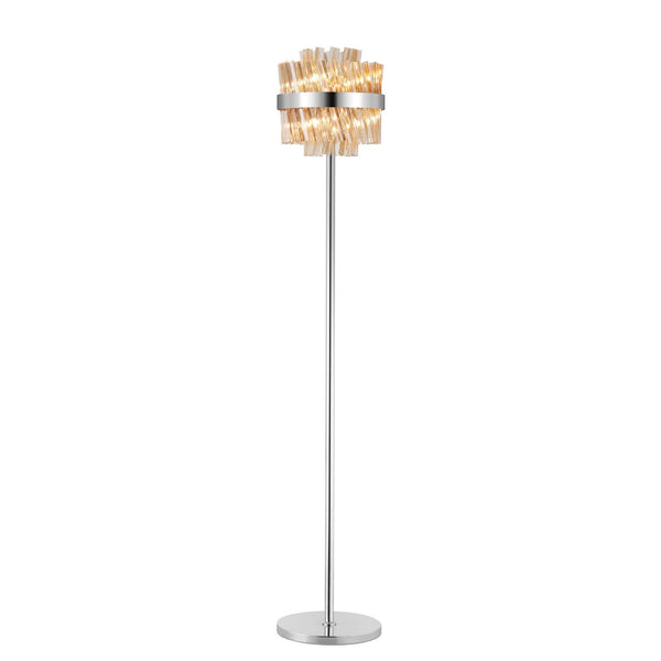 Kelly Floor Lamp in Polished Nickel & Amber Glass