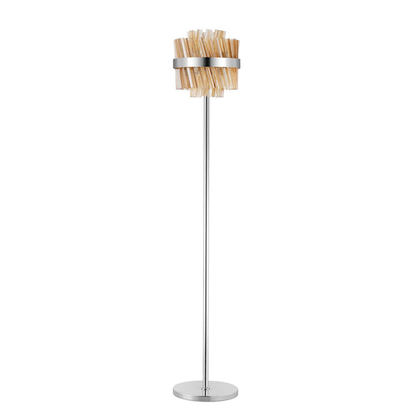 Kelly Floor Lamp in Polished Nickel & Amber Glass