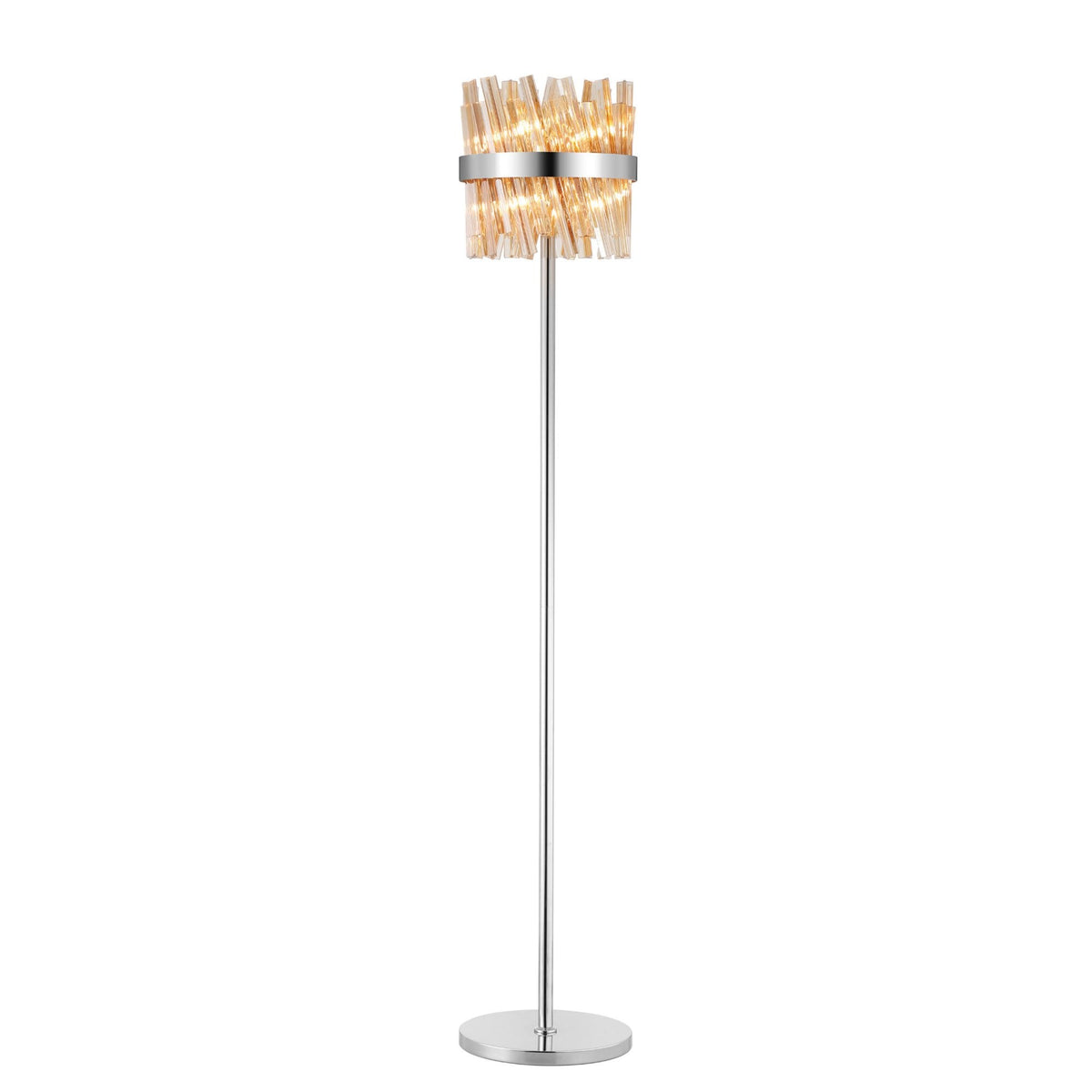 Kelly Floor Lamp in Polished Nickel & Amber Glass