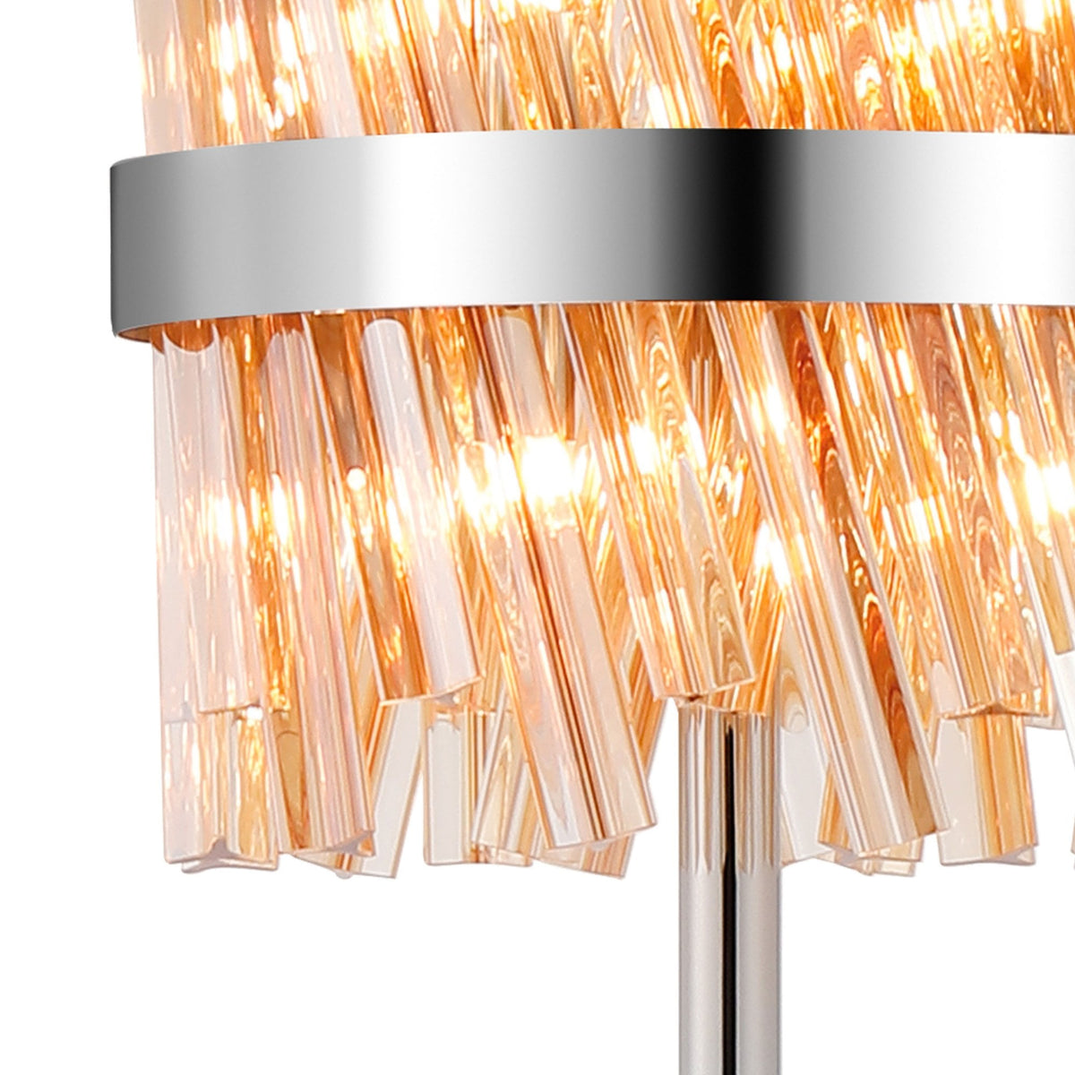 Kelly Floor Lamp in Polished Nickel & Amber Glass