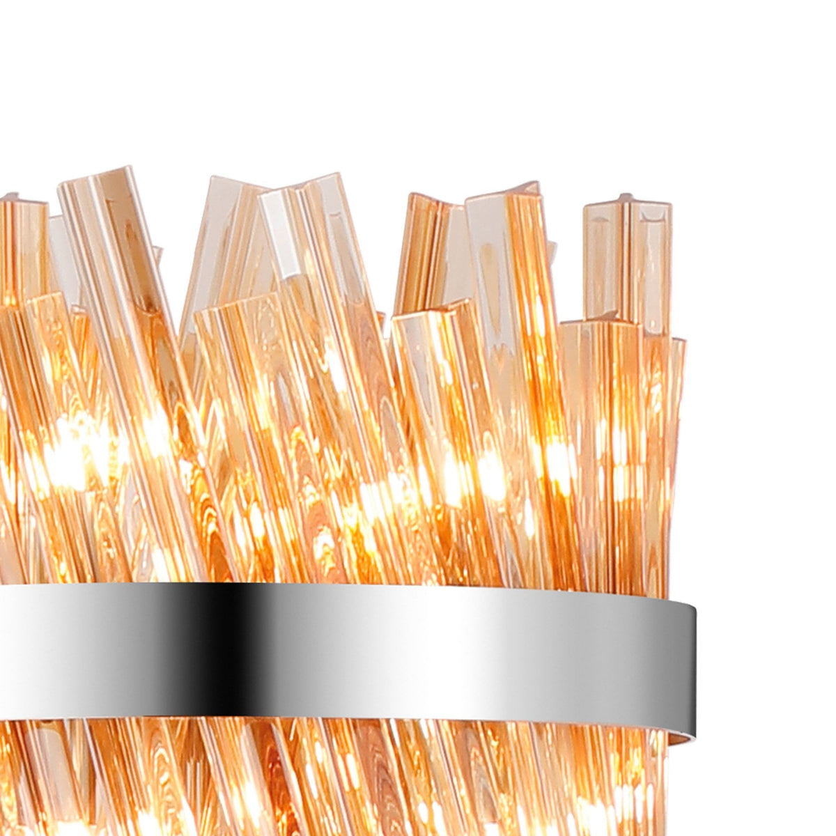 Kelly Floor Lamp in Polished Nickel & Amber Glass