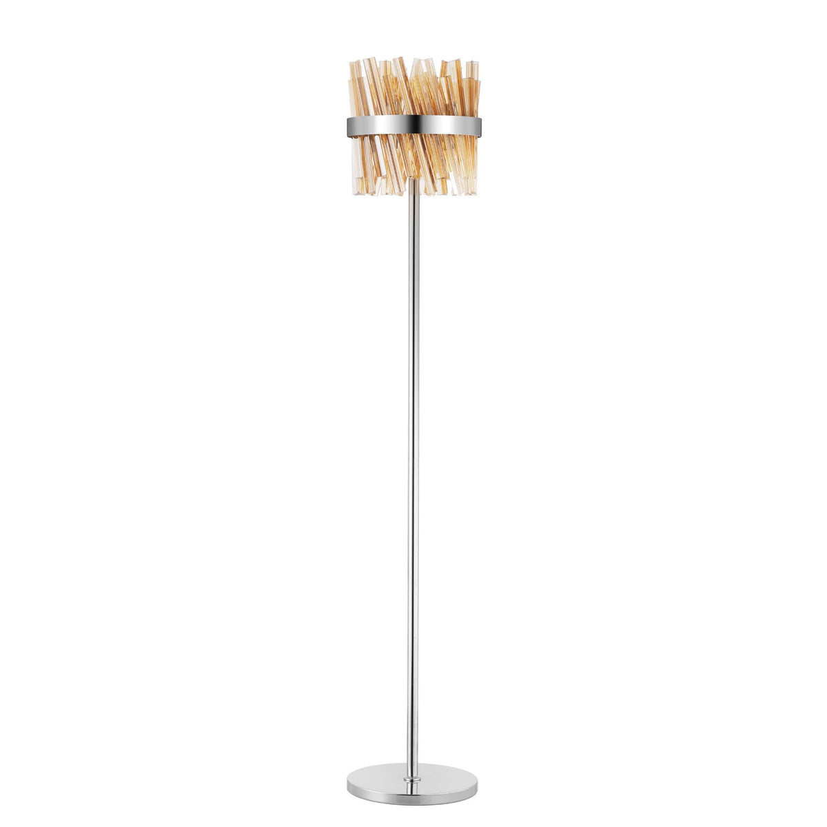 Kelly Floor Lamp in Polished Nickel & Amber Glass