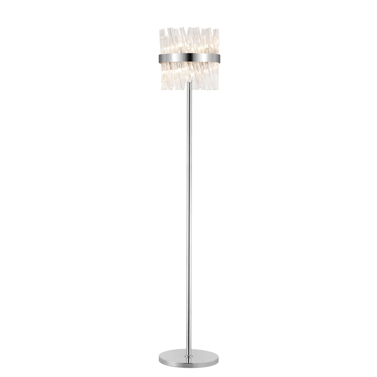 Kelly Floor Lamp in Polished Nickel & Clear Glass
