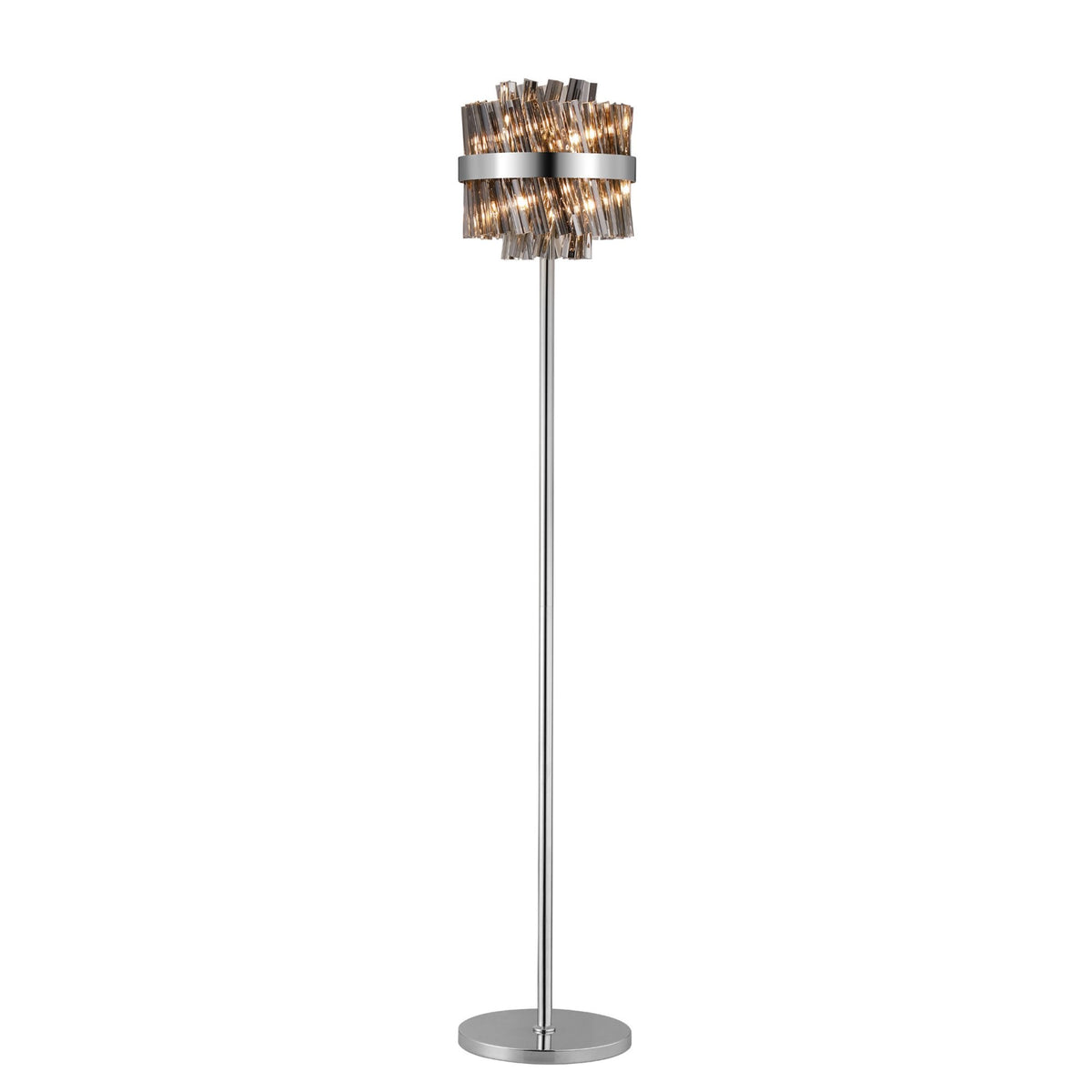 Kelly Floor Lamp in Polished Nickel & Smoke Glass