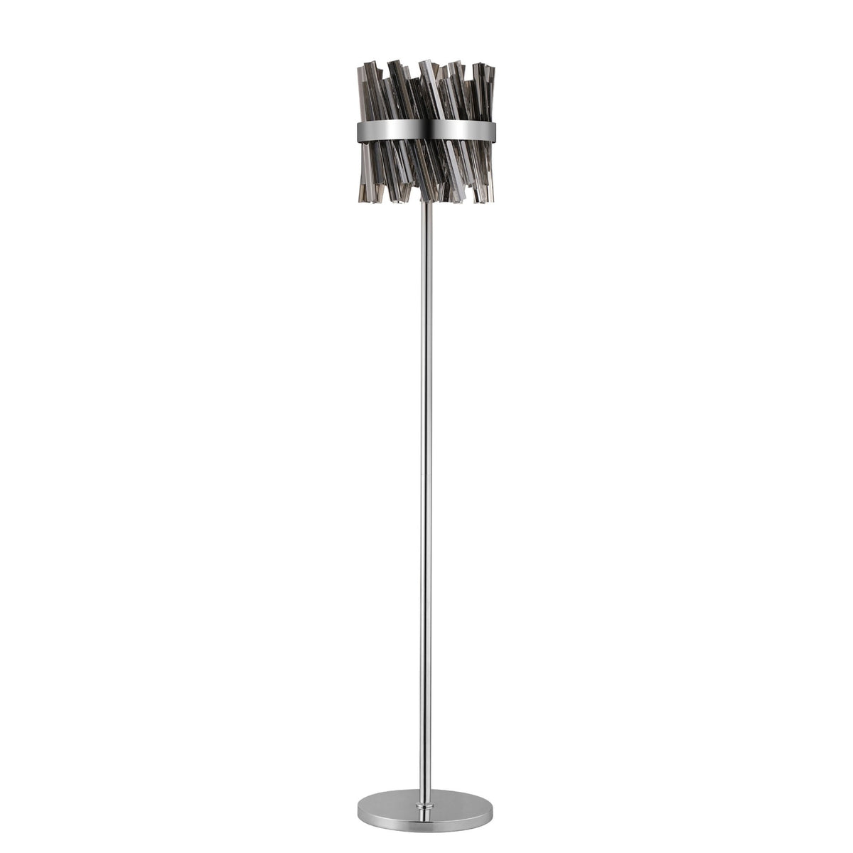 Kelly Floor Lamp in Polished Nickel & Smoke Glass