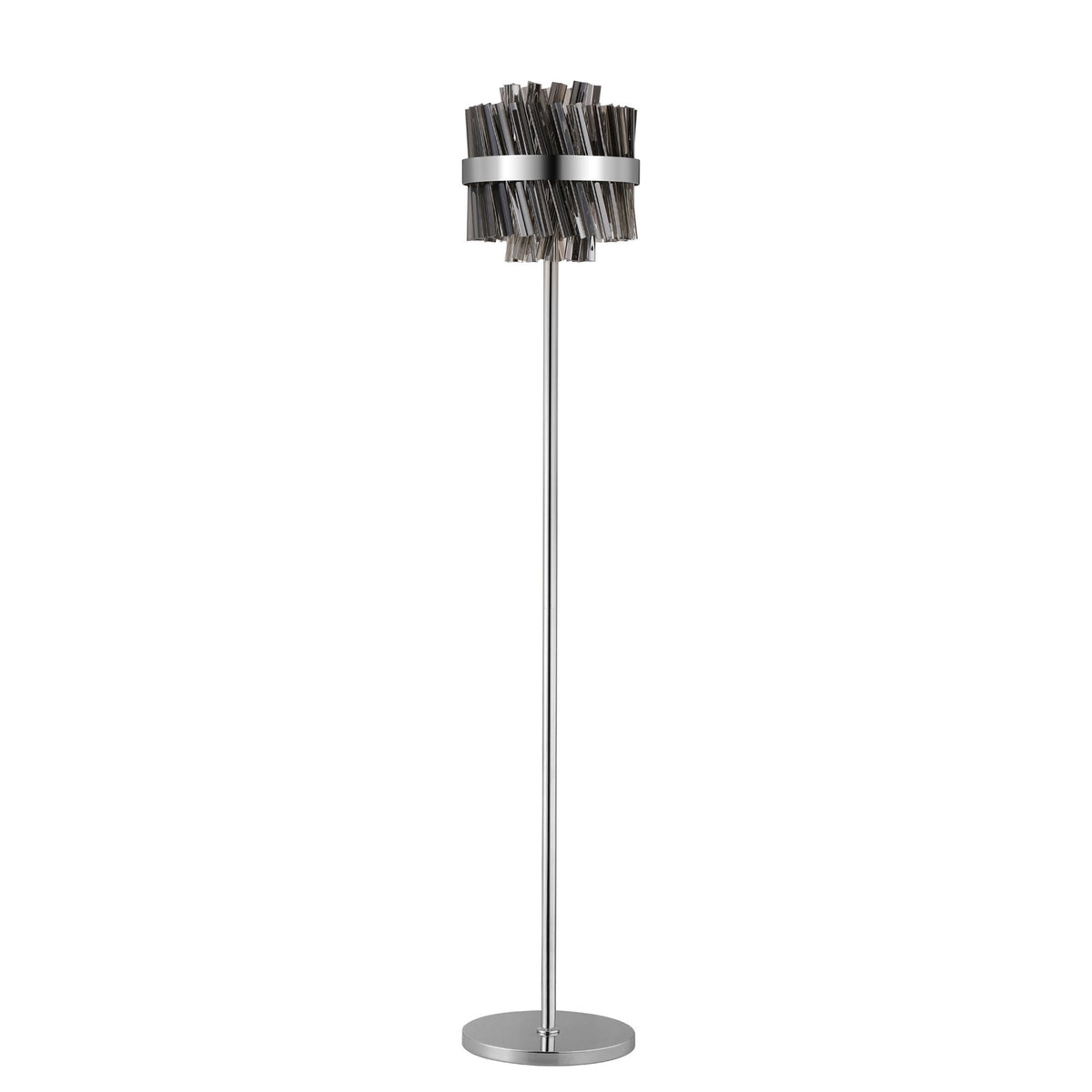 Kelly Floor Lamp in Polished Nickel & Smoke Glass