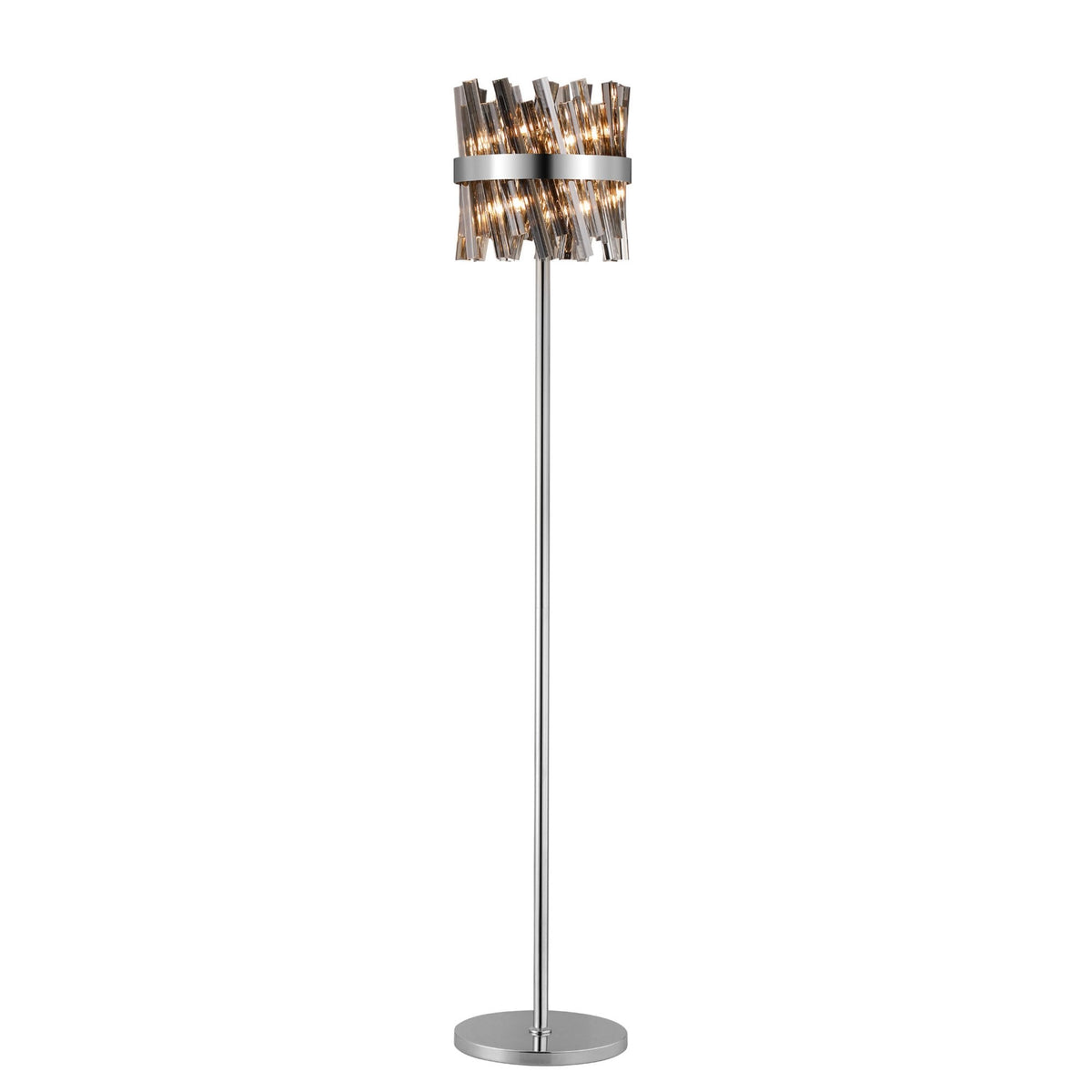 Kelly Floor Lamp in Polished Nickel & Smoke Glass