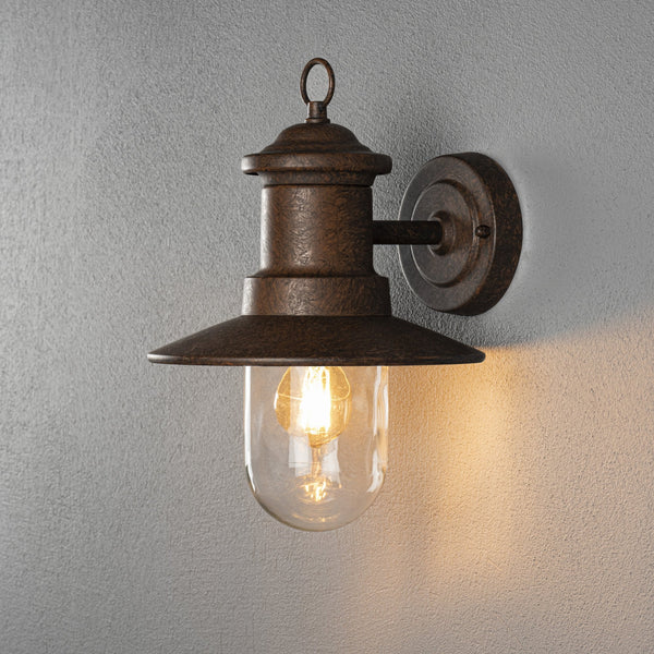 Napoli IP44 Outdoor E27 Wall Light In Black & Rust Finish