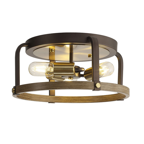 Landkey Ceiling Light in Antique Bronze & Medium Oak