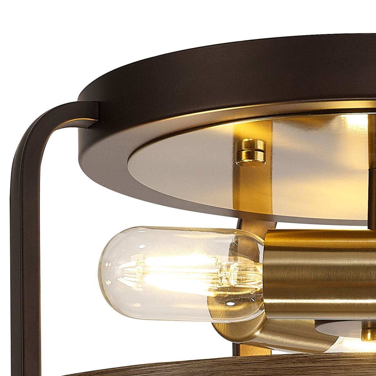 Landkey Ceiling Light in Antique Bronze & Medium Oak