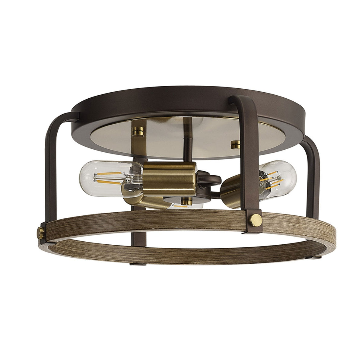 Landkey Ceiling Light in Antique Bronze & Medium Oak