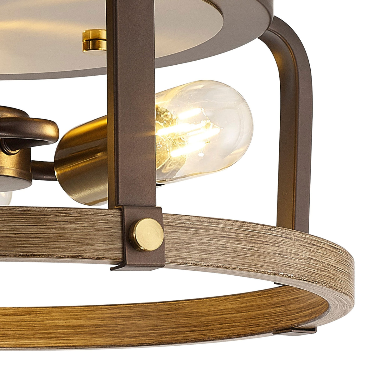 Landkey Ceiling Light in Antique Bronze & Medium Oak