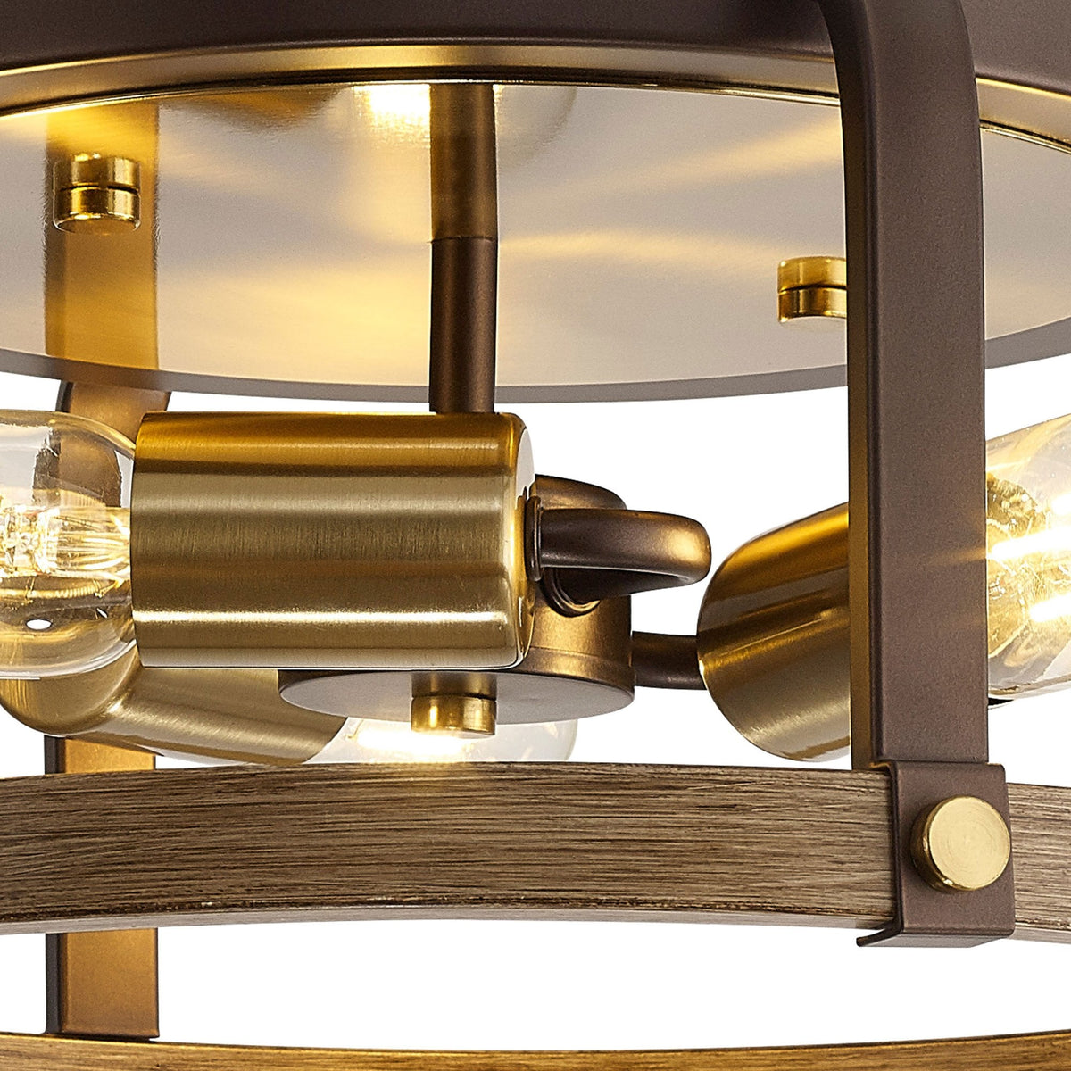 Landkey Ceiling Light in Antique Bronze & Medium Oak