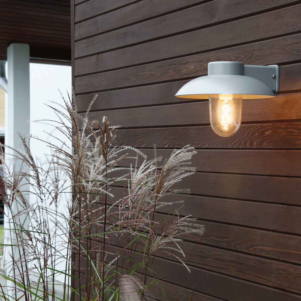 Mani Outdoor IP44 E27 Wall Light in Grey