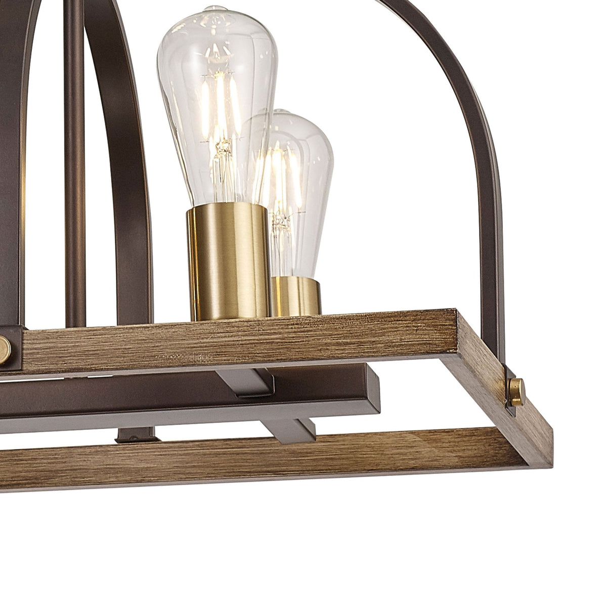 Landkey Linear Pendant in Antique Bronze & Medium Oak