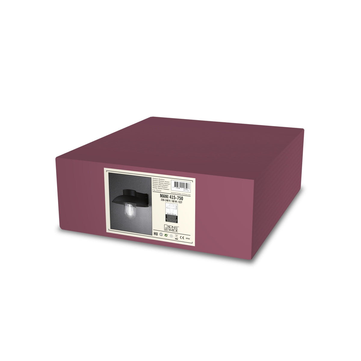 Mani Outdoor IP44 E27 Wall Light in Black