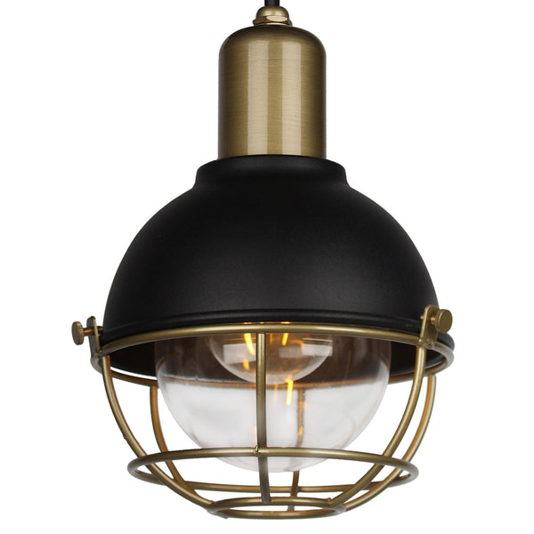 Meldon IP65 Pendant in Sand Black & Antique Brass