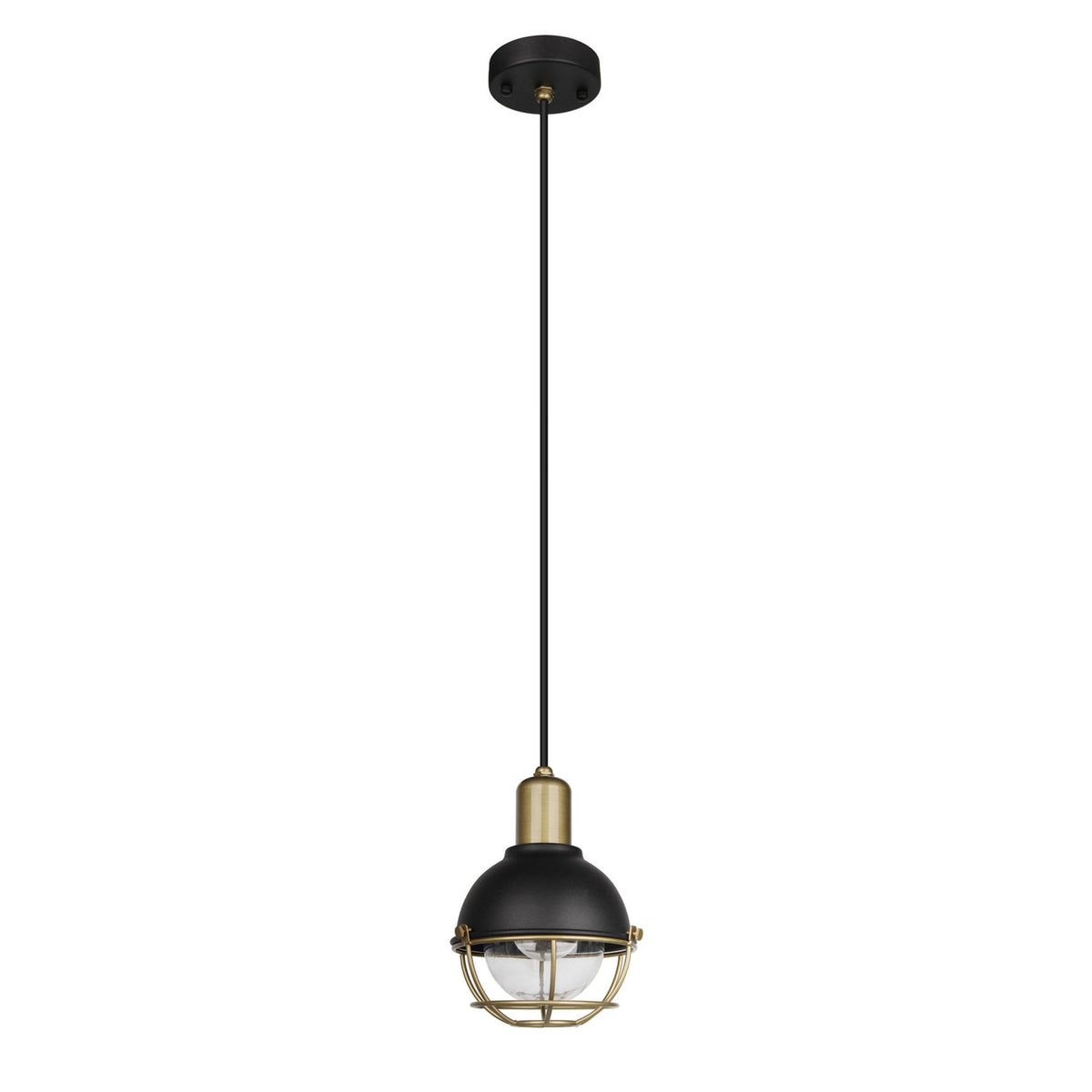 Meldon IP65 Pendant in Sand Black & Antique Brass