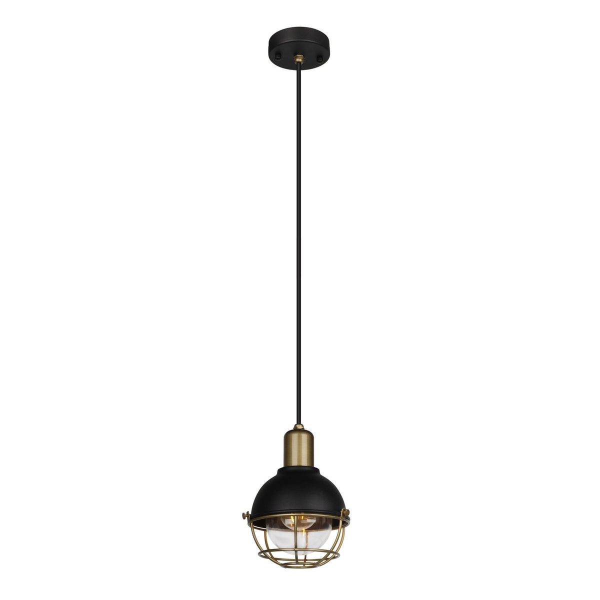 Meldon IP65 Pendant in Sand Black & Antique Brass