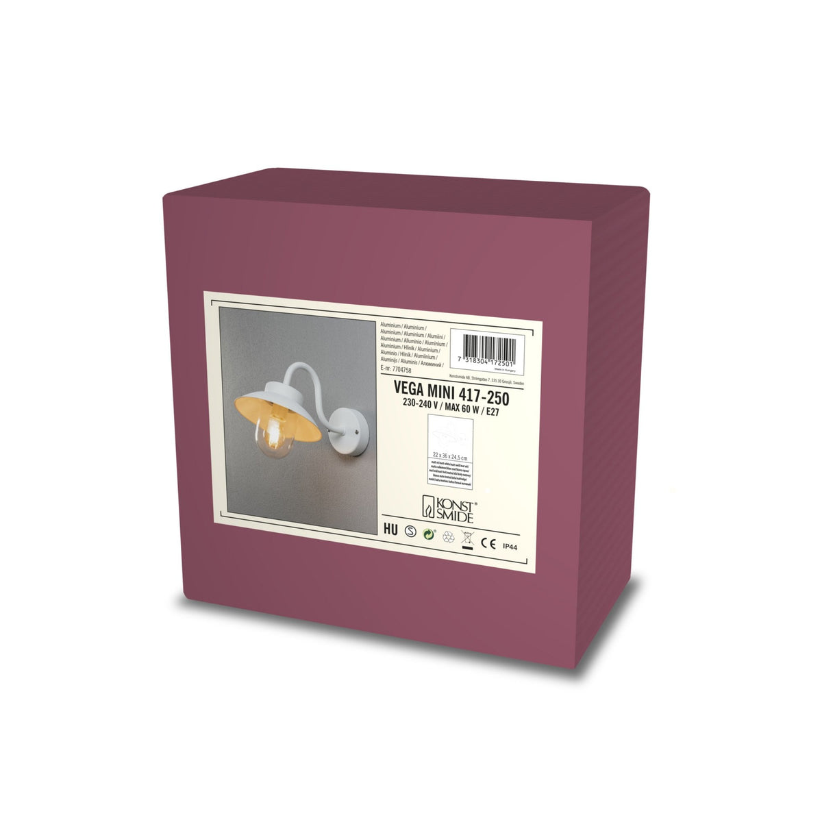 Vega Mini Outdoor IP44 E27 Wall Light in White