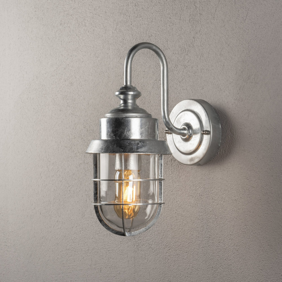 Cerignola Galvanised IP44 E27 Wall Light