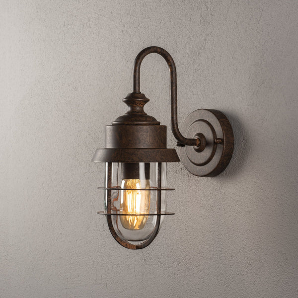 Cerignola IP44 E27 Wall Light in Black & Rust Finish