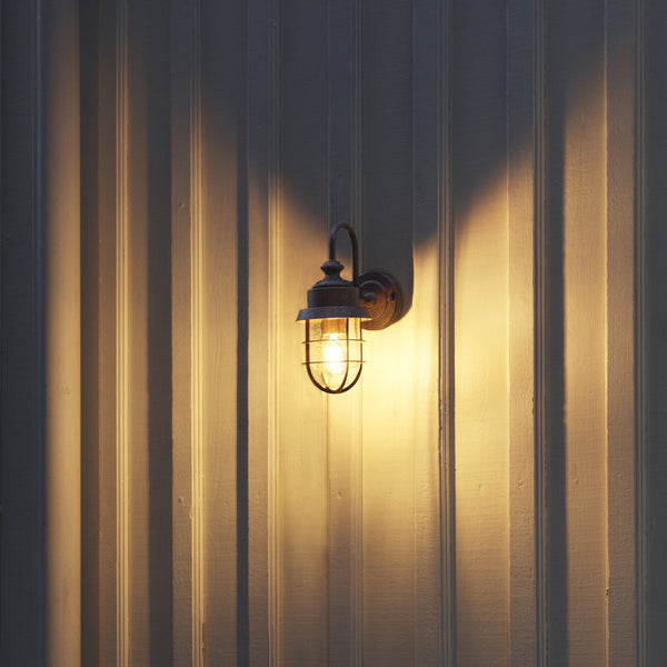 Cerignola IP44 E27 Wall Light in Black & Rust Finish