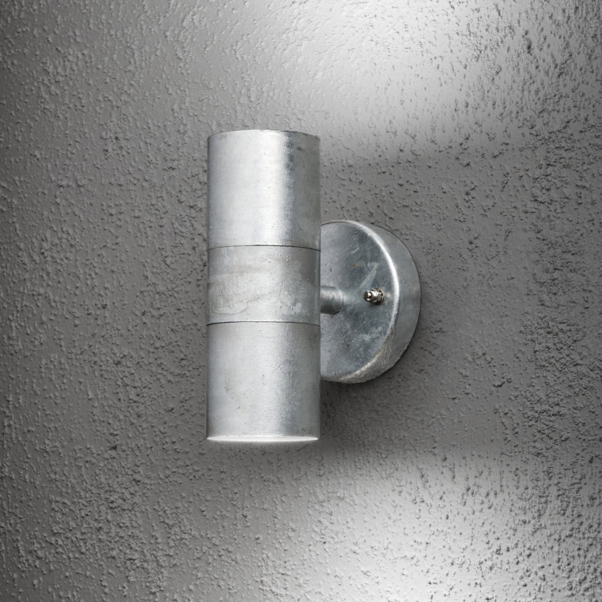 Modena Outdoor IP44 Twin GU10 Wall Light in Galvanised Finish
