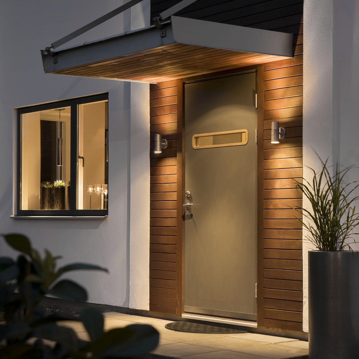 Modena Outdoor IP44 Twin GU10 Wall Light in Galvanised Finish