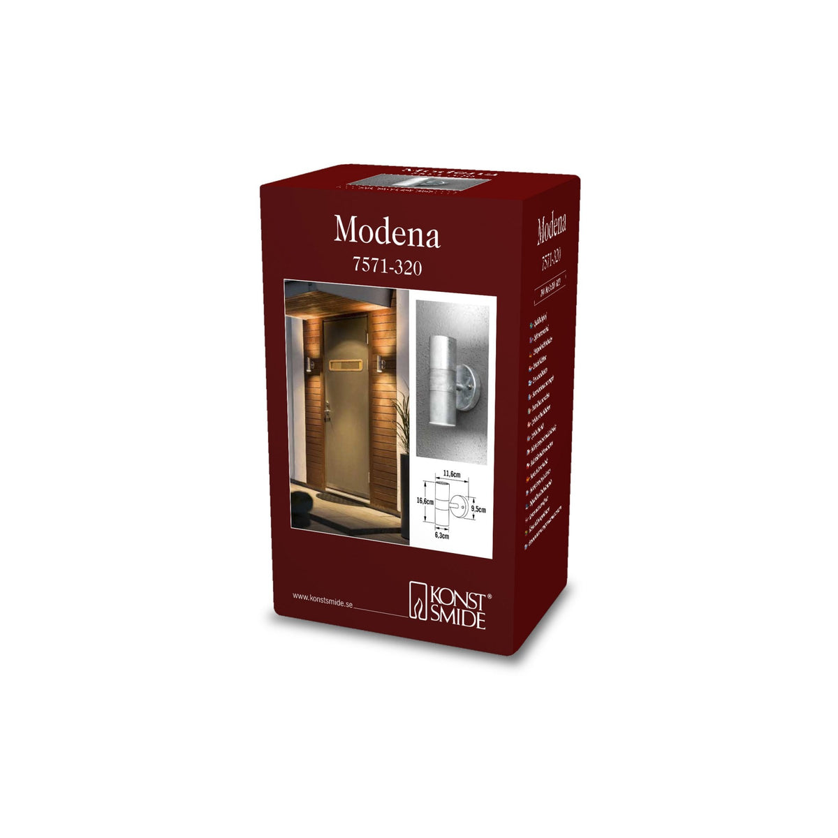 Modena Outdoor IP44 Twin GU10 Wall Light in Galvanised Finish