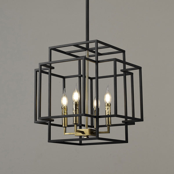 Pyworthy Four Lamp Pendant in Black and Gold