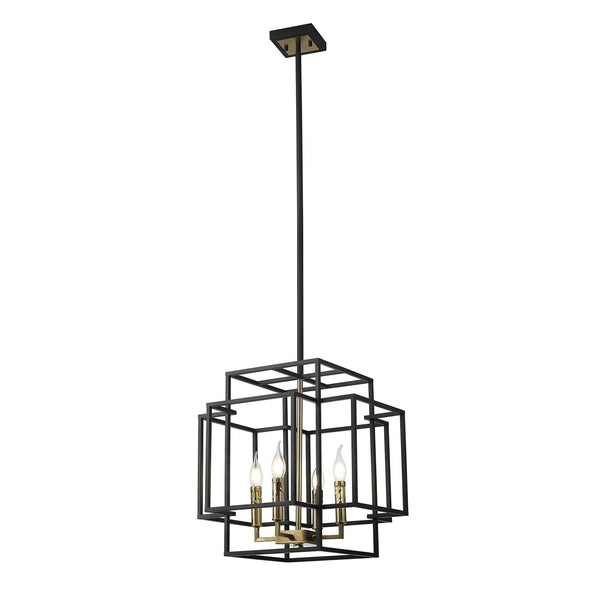 Pyworthy Four Lamp Pendant in Black and Gold