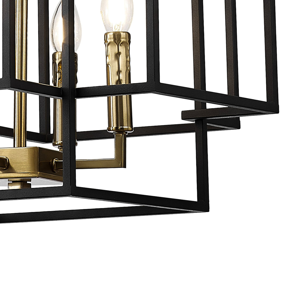 Pyworthy Four Lamp Pendant in Black and Gold